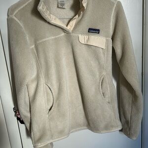 Patagonia Women’s Off White T-Snap Fleece Pullover sz medium